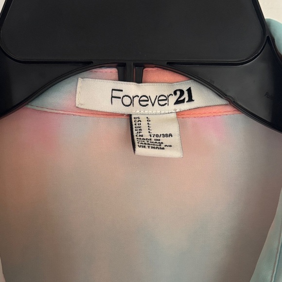 Forever 21 Coral, Aqua & Lavender Tie-Dye Button-Up Shirt - Picture 2 of 4